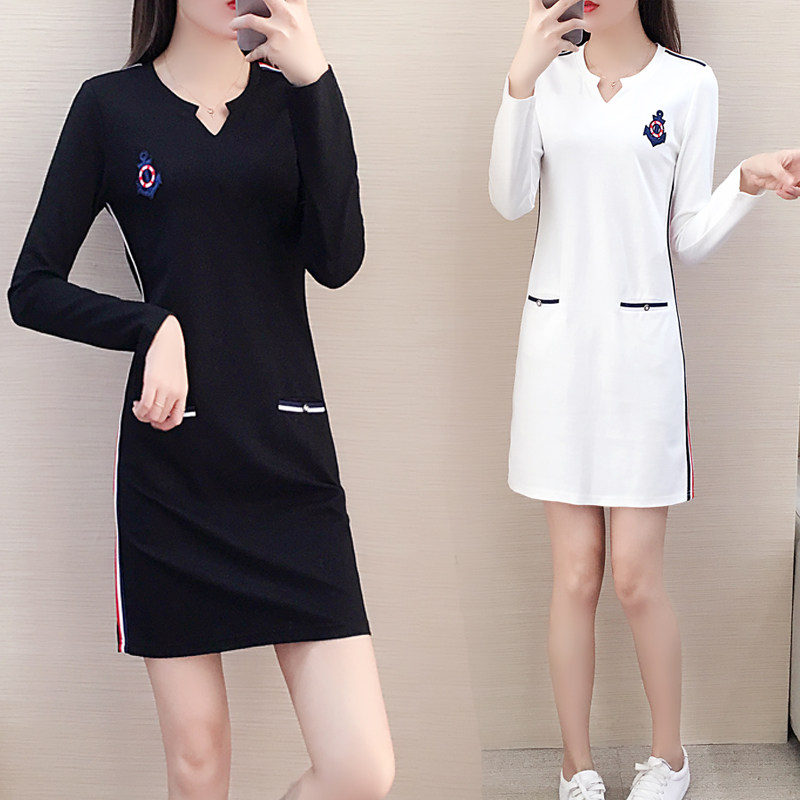 Tide card Big size women's dress 2022 Spring new Korean version of the long version casual fat mm foreign dress women's bottom dress