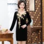 Mùa xuân và mùa thu mới mẹ đầm 40-50 tuổi 60 nhung vàng đầm nhung trẻ em trung niên váy đầm tuổi trung niên