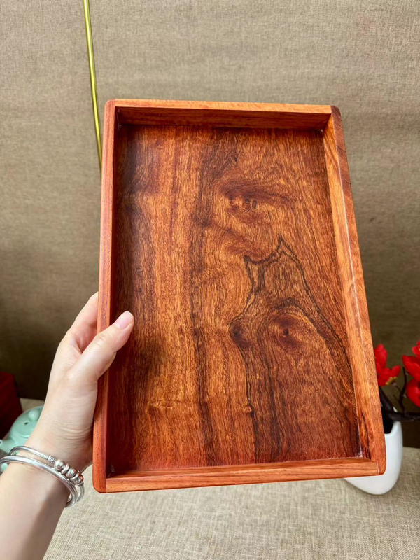 Burmese Rosewood Rectangular Tray Solid Wood Flat Tray Household Dining Tray Dessert Tray Tea Tray Water Cup Tray