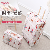 uniwalker Korean version of the suitcase female retro trolley case universal wheel suitcase student 20 inch boarding box tide