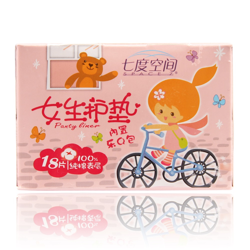 七度空间BQ6018纯棉表层无香薄型女生护垫18片 1盒