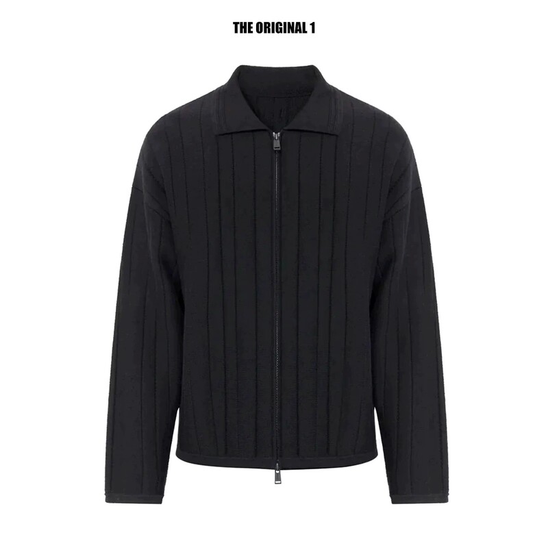 Team Wang Jackson Wang's Same Style Choices Series Striped Zip-Up Lapel Knit Jacket