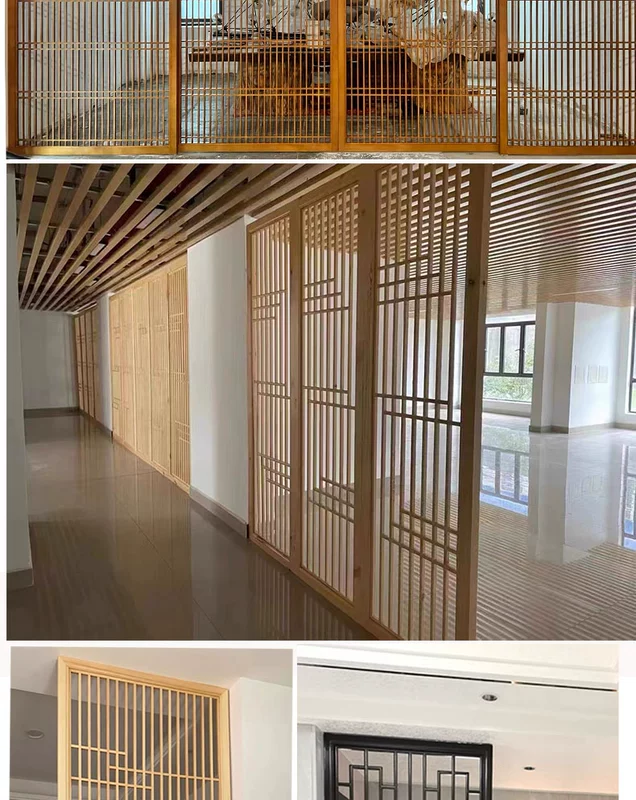 Vách ngăn màn hình Trung Quốc mới tùy chỉnh 
            Cửa ra vào và cửa sổ lưới gỗ nguyên khối phòng khách lối vào đơn giản hiện đại Lưới tản nhiệt bằng gỗ rỗng phong cách Nhật Bản lam ngăn phòng