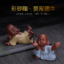 Buddha Maitreya tea pet purple sand pen holder pen holder pen leak holder tea Holder filter holder self-made real shot