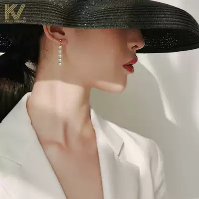 Freshwater pearl earrings female French advanced sense retro harbor wind ear clip 2021 New Tide S925 sterling silver earrings