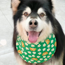 Dog saliva towel new pure cotton pet bib cute green bear Satsuma golden retriever small medium and large dogs