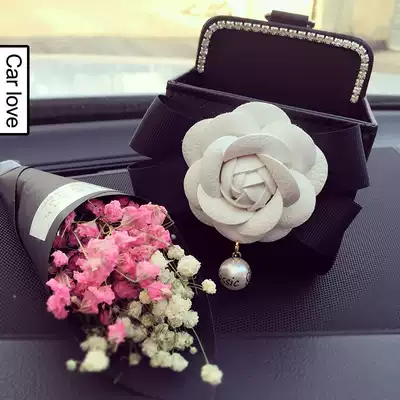Handmade Camellia car air outlet storage box bucket storage bag car air conditioning mobile phone bag car supplies interior
