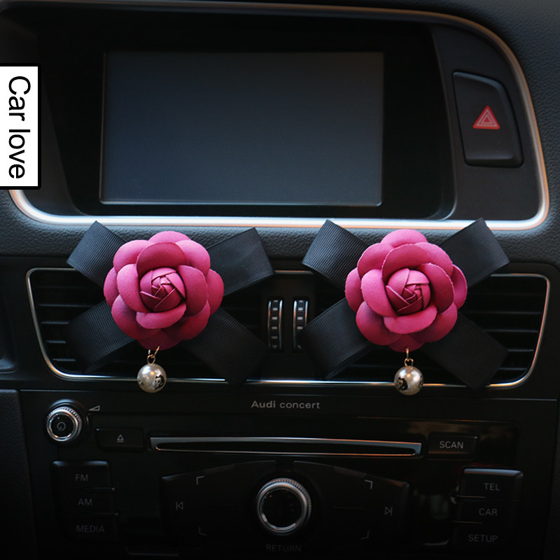 Creative Brief Vehicular Mountain Tea Flower Air Outlet Permalink Clips Car Air Conditioning Mouth Decoration Items Lady Incense Clip