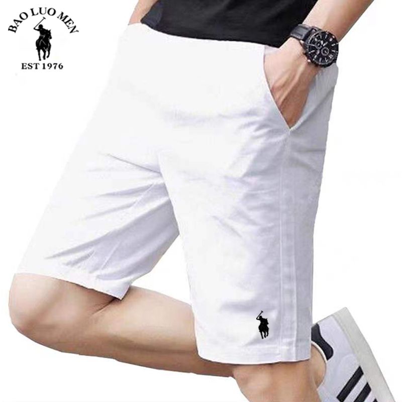 American Style Paul White Shorts Men's Golf Polo Five-Point Shorts Old Money Style Pony Logo Embroidered Pure Cotton Pants