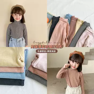 Girls base shirt 2020 Autumn and Winter children high-elastic thick soft waxy half high collar inner Top Baby long sleeve T-shirt