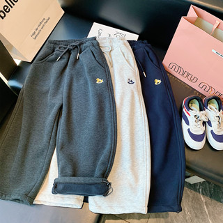 儿童加绒裤子2025冬季新款男女童加厚休闲直筒裤女宝洋气运动裤潮