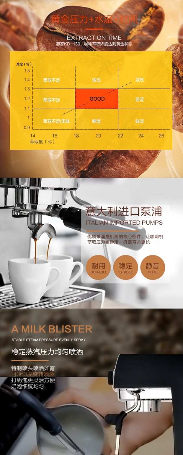 địa chỉ bán máy pha cà phê Máy pha cà phê chuyên nghiệp Welhome / 惠 家 KD-130 - Máy pha cà phê máy pha cà phê giá rẻ