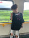 American High Street Heavyweight Pure Cotton Starry Sky Short-Sleeve T-Shirt for Boys, Summer Butterfly Print Trendy Brand Top for Teenagers