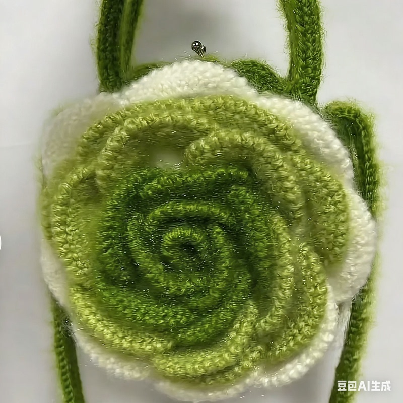 Hand-Woven Peony Flower Bag, Small Rose Knitted Flower, Double-Sided Camellia Flower Bag, Gift Crochet Artificial Flowers
