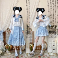 Кошка ест рыбу JK Оригинальный [Свежая ткань яростная лошадь] Подлинный моряк Близнецы китайский стиль униформный комплект осень Новые модели