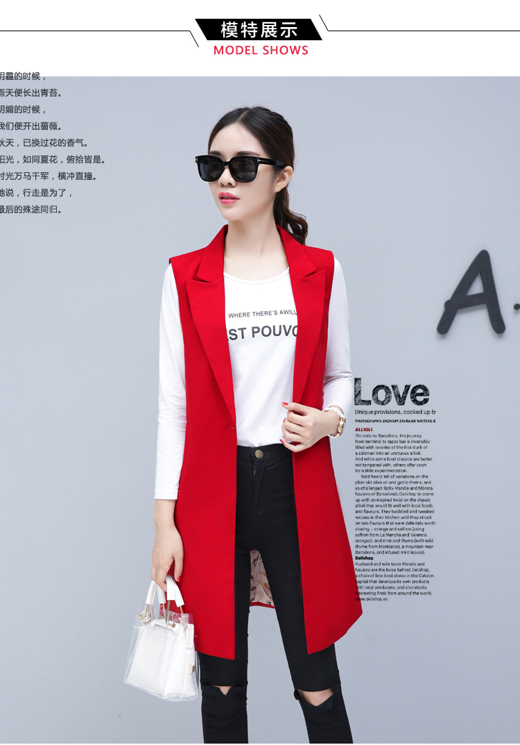 Bộ vest vest nữ dài phần 2018 xuân hè mới của phụ nữ phiên bản Hàn Quốc của áo khoác vest không tay thon gọn thời trang nữ 2021