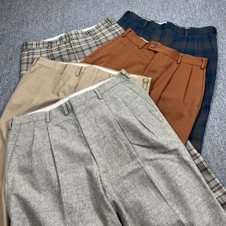 Vintage Wool Trousers from Various Brands, Retro Casual Business Gentleman Style, Versatile High-Waisted Suit Trousers Vintage Wool Trousers from Various Brands, Retro Casual Business Gentleman Style, Versatile High-Waisted Suit Trousers