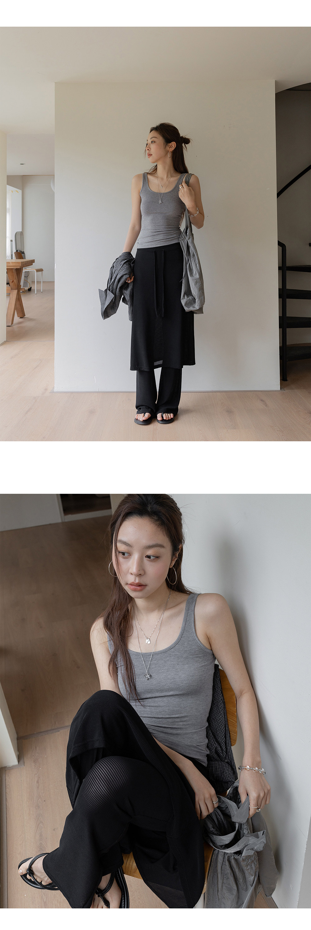 VNOOK черные широкие брюки-юбка с кулиской для женщин в стиле casual с драпировкой и стройнящим эффектом