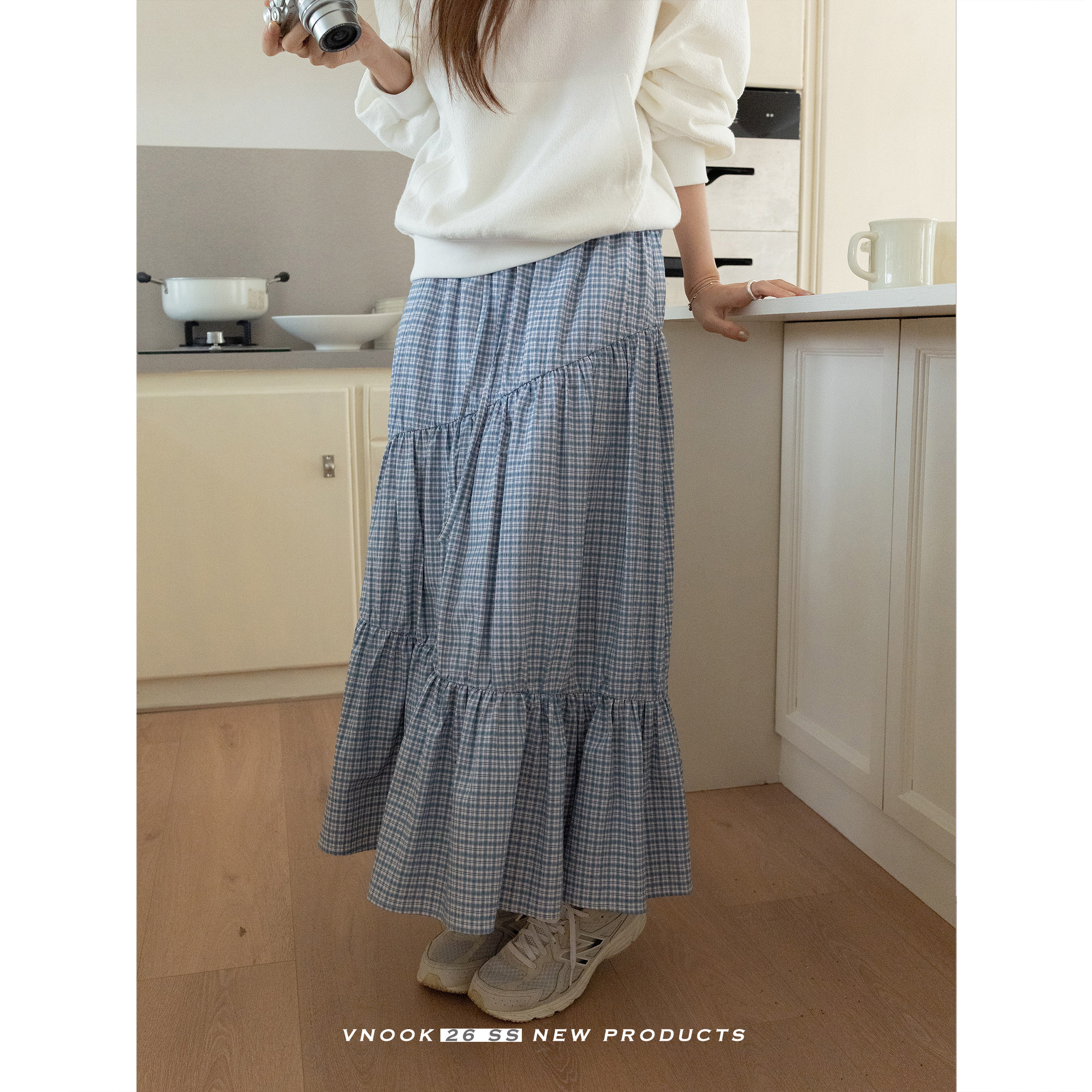 VNOOK вязаное хлопковое худи с принтом свободного кроя женское весна 2026 повседневная универсальная кофта