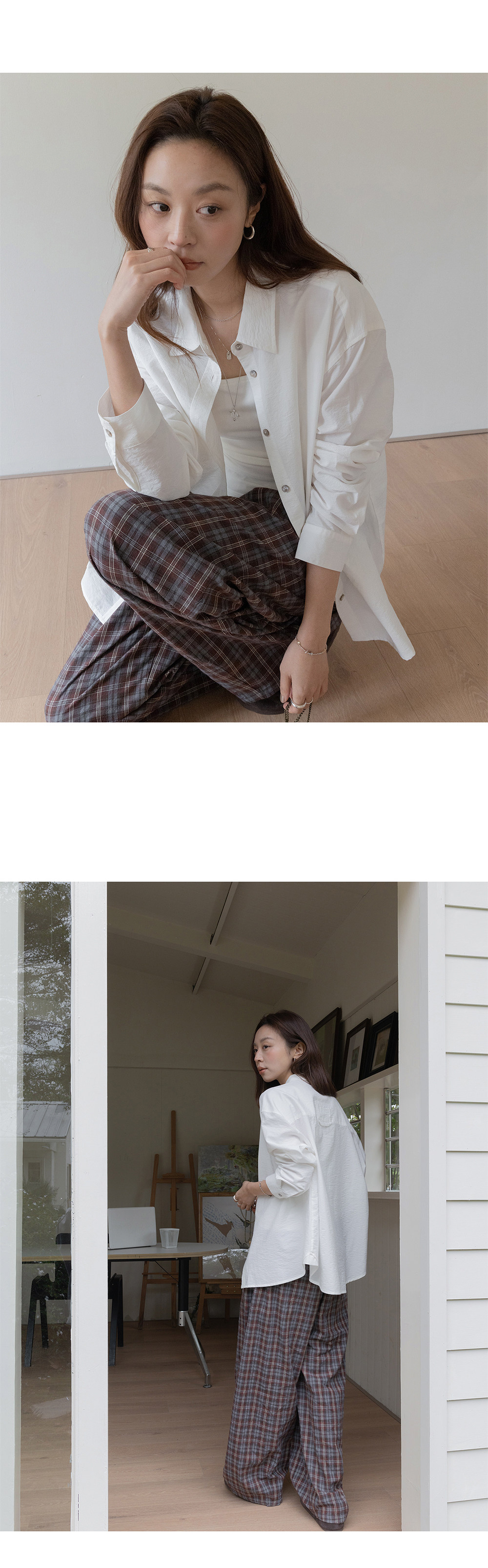 VNOOK женские широкие брюки из хлопка в клетку с эластичным поясом, весна 2026