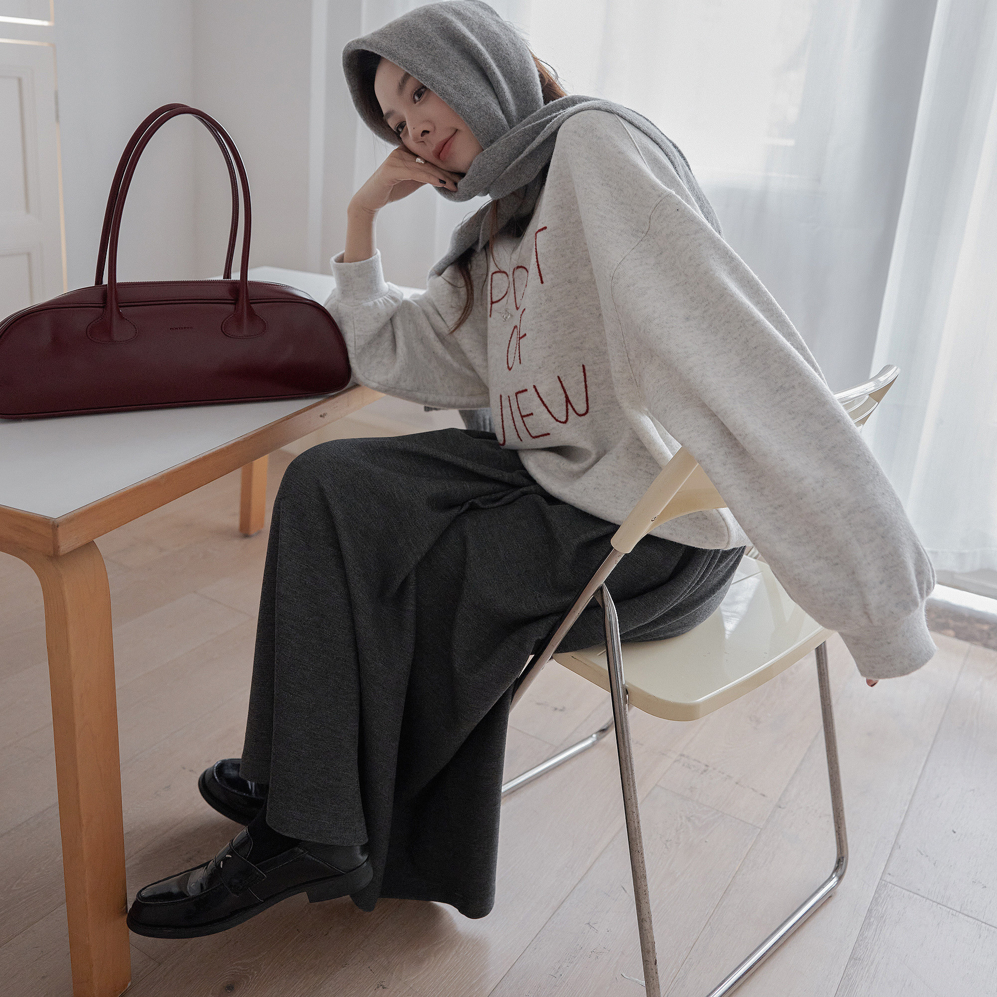 VNOOK толстовка с контрастной вышивкой букв женская зимняя утепленная свободная корейский стиль с капюшоном