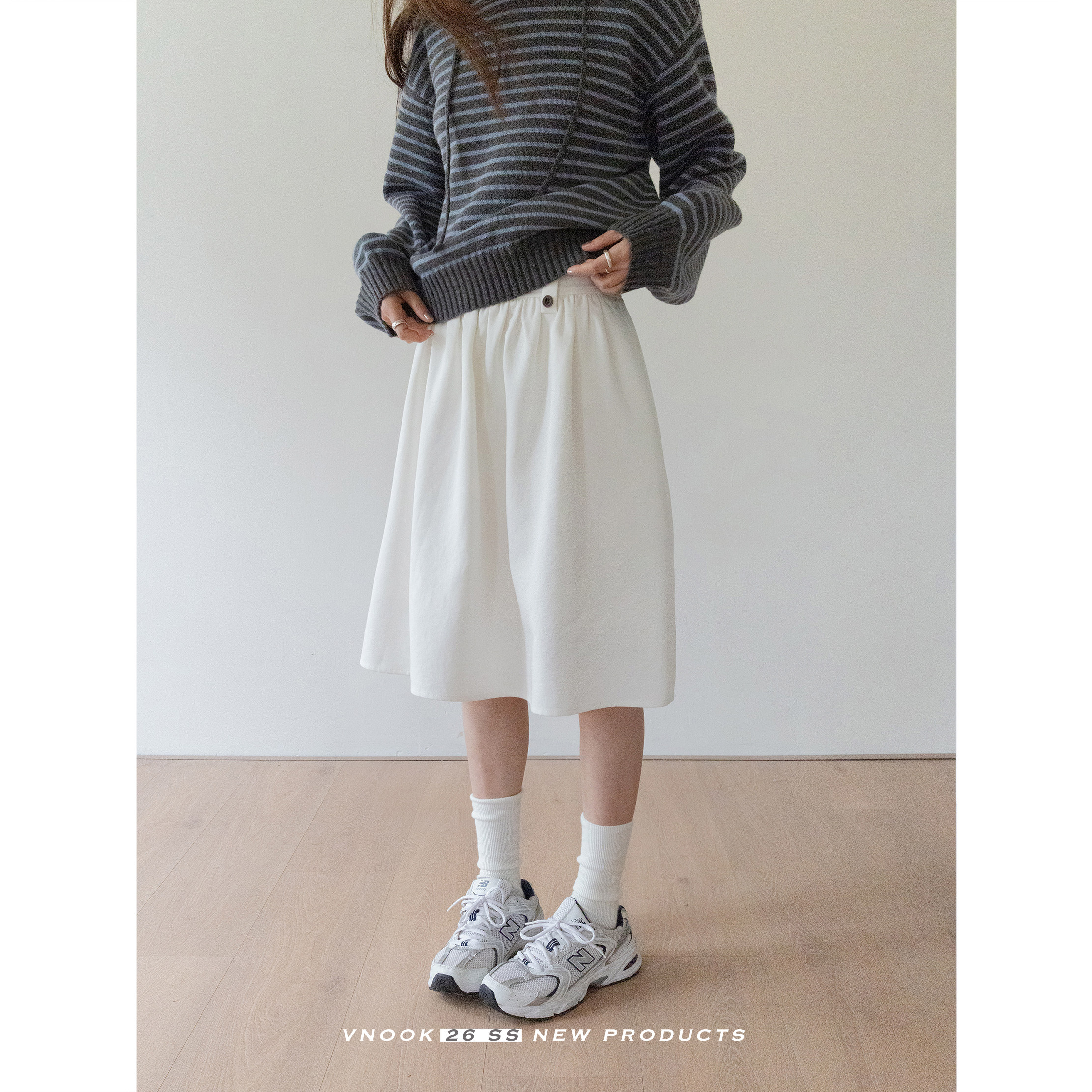 VNOOK женский свитер с капюшоном свободного кроя из шерсти в полоску универсальный весенний