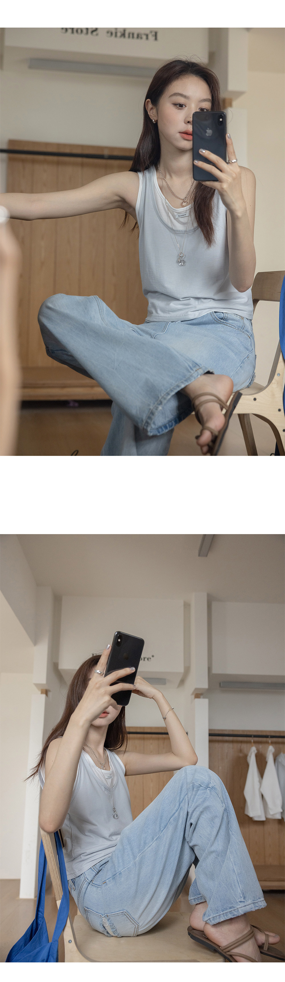 VNOOK женская майка на бретельях с U-образным вырезом и контрастной отделкой, легкая тонкая безрукавная футболка, комплект из двух предметов для летнего сезона