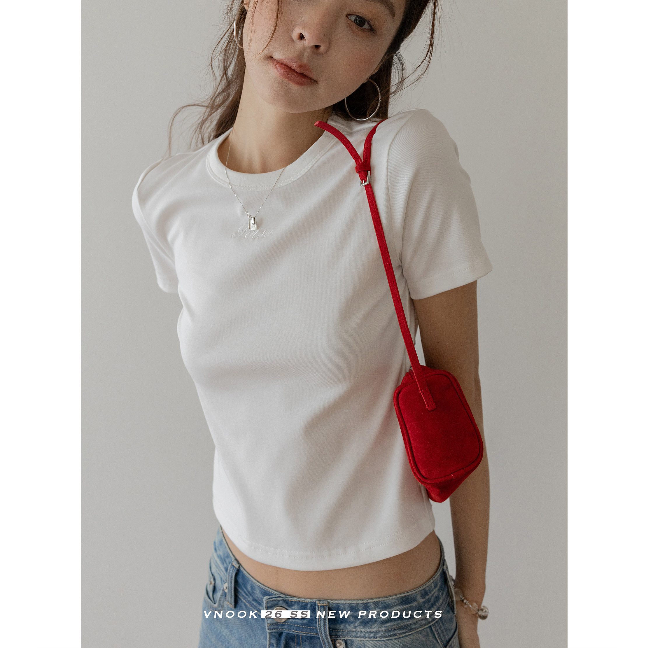 VNOOK женские джинсы прямого кроя со средней посадкой, весна-лето 2026, стройнящие свободные повседневные брюки