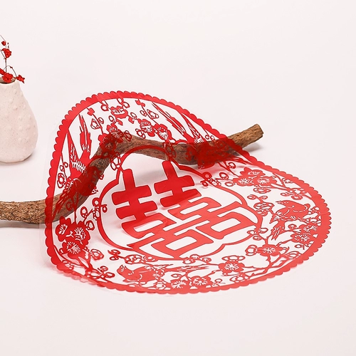 Украшение свадебного зала, свадебный макет, свадебные принадлежности, стеклянная дверь спальни, электростатические оконные решетки, наклейки со счастливыми словами, вырезанные из бумаги.