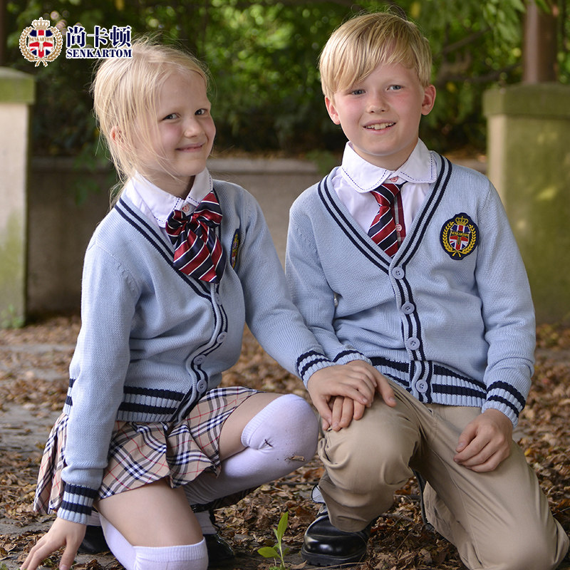 School uniforms for elementary school students 2019 new all-cotton knit three sets of kindergarten garden clothes autumn clothes