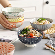 Glazed Color Days Style Face Bowl Home Big Number Bowl Single Creative Ceramic Bubble Noodle Bowl Soup Bowl Sea Bowl Personality Noodle Bowl