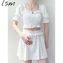 Swimsuit Women summer 2021 new split skirt style hipster conservative small student small chest belly thin swimsuit