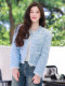 2025 New Trendy Blue Round-Neck Tweed Jacket for Women, Popular This Year, with a Light Luxury and High-End Feel