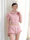 Chanel-Style Elegant Pink Outfit with Doll Collar and Puff Sleeves, French-Style 2026 Super Trendy Outfit Set