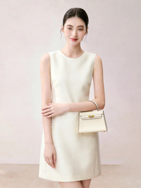 Simple and Elegant Style Sleeveless Vest Dress for Women 2026 Summer White Round Neck Slim Fit Workwear Light Luxury Dress