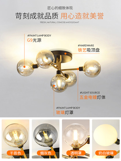 Nordic Master Bedroom Ceiling Lamp Creative Magic Bean ins Internet-Famous Post-Modern Light Luxury Simple Dining Room Round Ball Lamp