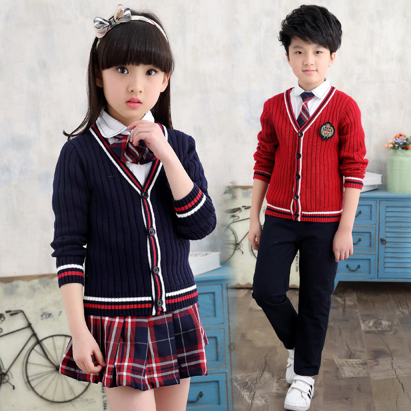 Children's British style school uniform suit spring and autumn kindergarten uniform elementary and middle school students class clothing Korean college performance clothing