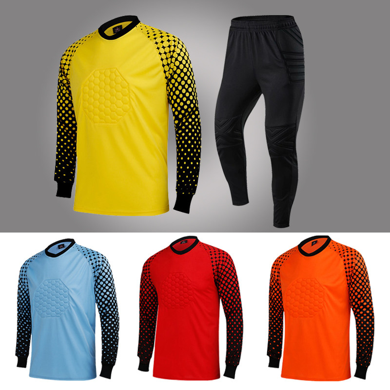 Football goalkeeper long-sleeved suit men's transparent thickened sponge protective gantry suit custom match training goalkeeper suit