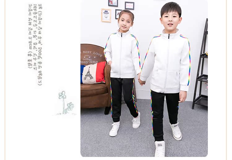 Bộ đồ châu Âu mùa thu đông 2018 mới phù hợp với trang phục thể thao dài tay học sinh mặc mỏng hai mảnh cha mẹ-con áo gia đình cao cấp