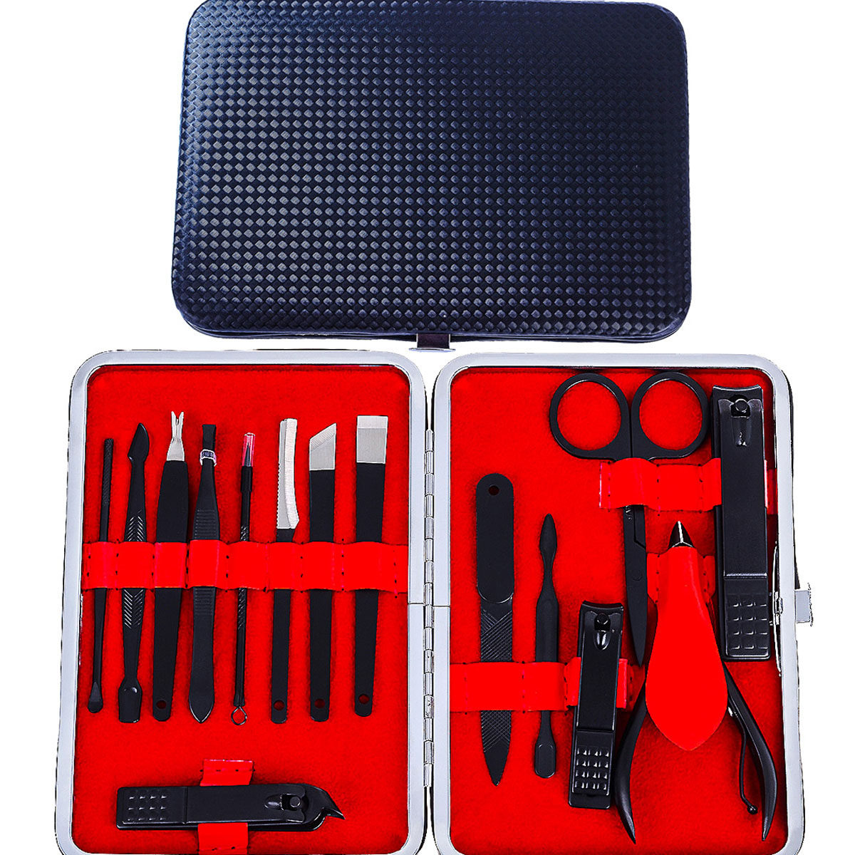 Today's nail clippers set 15 pieces of cool black manicure tool pedicure pedicure nail clippers with knife suit H-15