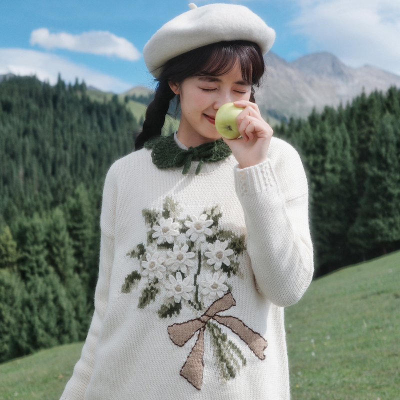 [Anne of Green Gables] Yemao Dou's Hand-Crocheted Sweater, Loose and Soft, Autumn and Winter Knit Pullover