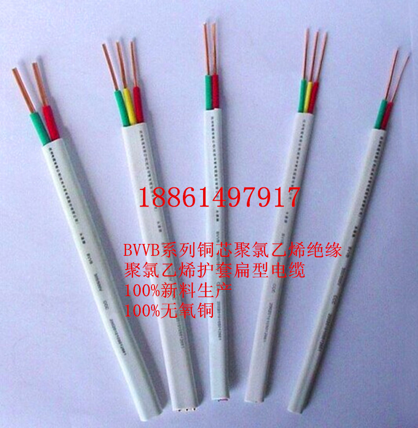 BVVB2 Core * 1)1 5)2 5)4 square power cord sheathed flat hard cable pure copper home decoration wire