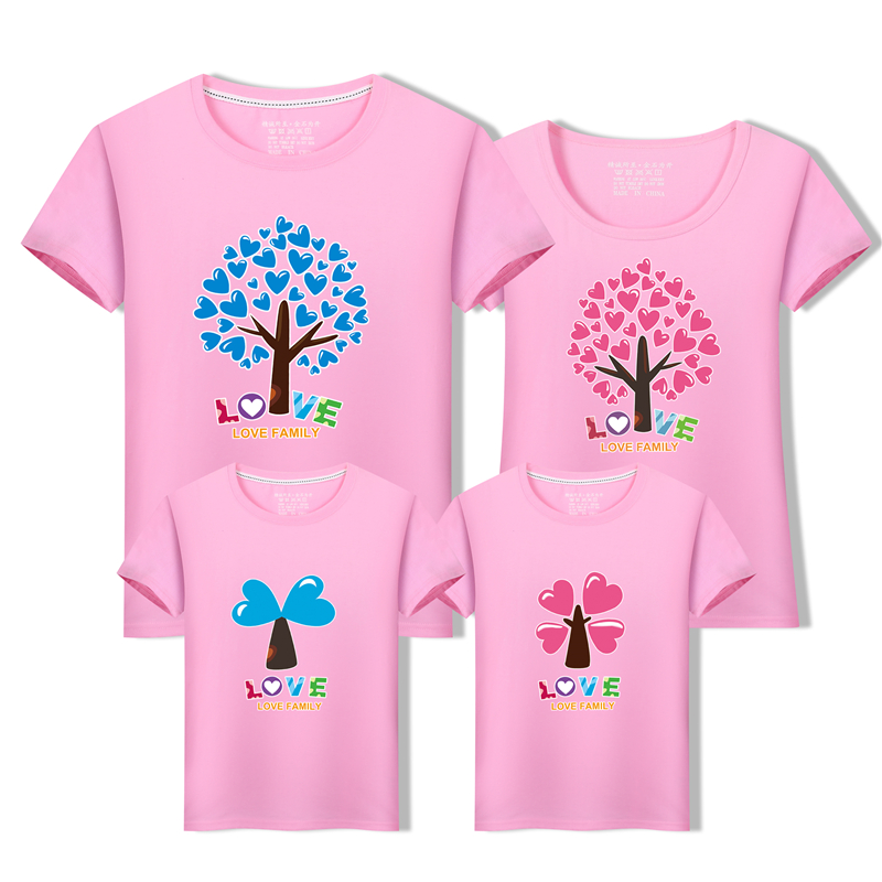 Gia đình mới 2018 vừa vặn với mùa hè một gia đình ba bốn áo thun cotton ngắn tay mẹ và con gái gia đình mặc một nửa tay áo phục vụ lớp quần legging bé gái