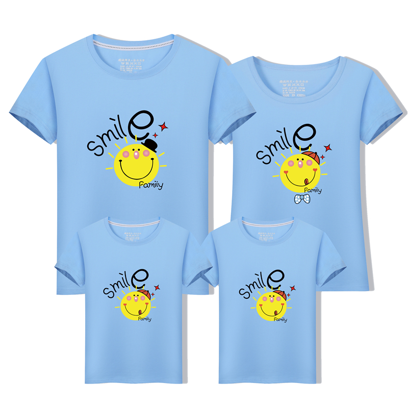 Phụ huynh-con 2018 gia đình mới ba hoặc bốn phụ nữ áo thun cotton ngắn tay mẫu giáo hoạt động lớp mẫu giáo set đồ đẹp cho mẹ và bé