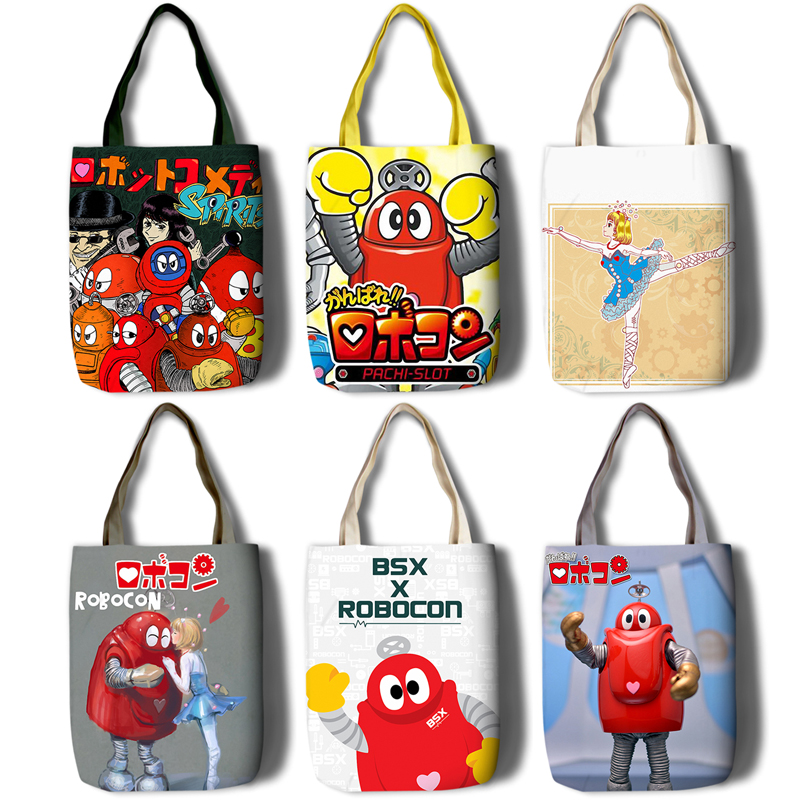 Japan Little Lulu Robocon Robocon shopping bag canvas Single shoulder bag cute girl Jane about portable bag