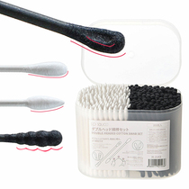 Japan SP ear spoon type cotton swab boxed paper shaft black spiral ear double-headed thin round pointed cosmetic cotton swab