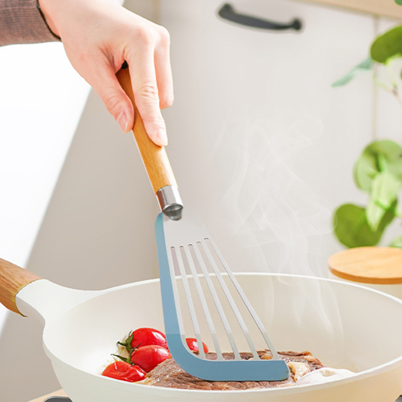 Multifunctional silicone fried fish shovel spatula high temperature non-stick pan cooking shovel stainless steel steak frying shovel butterfly shovel