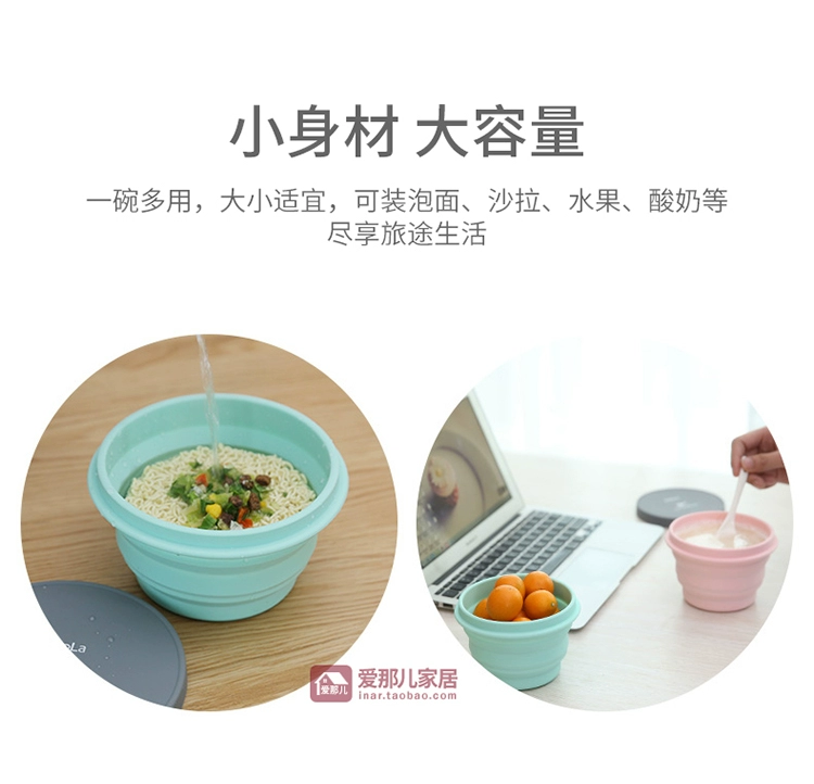 Nhật Bản du lịch gấp silicone bát du lịch xách tay kính thiên văn ăn liền bát có nắp trẻ em ra ngoài ăn trưa dã ngoại hộp - Hộp cơm điện sưởi ấm