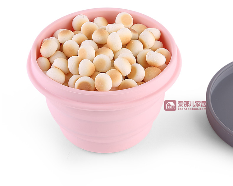 Nhật Bản du lịch gấp silicone bát du lịch xách tay kính thiên văn ăn liền bát có nắp trẻ em ra ngoài ăn trưa dã ngoại hộp - Hộp cơm điện sưởi ấm 	hộp cơm điện bear dfh-b20w6	
