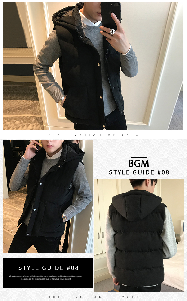 Vest nam phiên bản hàn quốc mùa thu đông 2018 mới vest vest ấm áp không tay nam xuống áo khoác cotton bộ vest nam trung niên